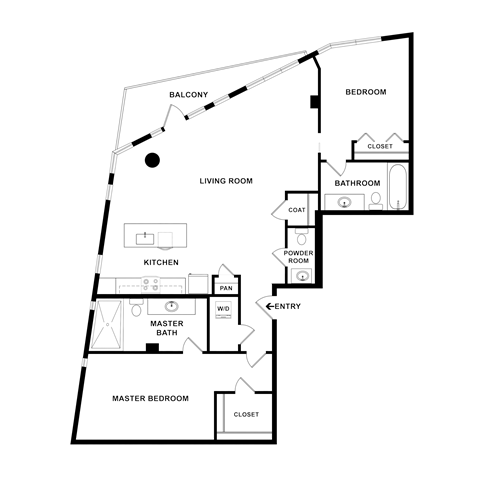 Floor plan for 2 beds, 2.5 baths, 1473 sqft